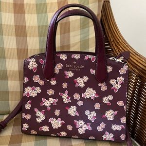 ♠️ Almost NEW KateSpade Tinsel Frosted Satchel Deep Berry Floral Crossbody